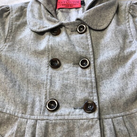 JUICY Couture Grey Wool Blend Hooded Pea Coat Size Small - Picture 7 of 13